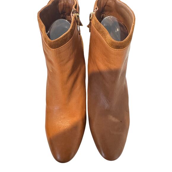 Lauren Ralph Lauren Breanne Ankle Boots 8.5B Brown Leather Suede Block Heel Bow - Picture 7 of 11